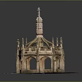 Gothic Style Architectural Model With Ornate Spire Carved Arches And Square Base