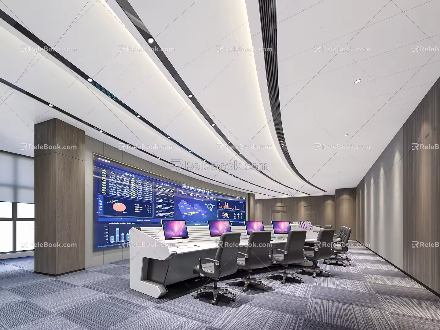 Command Hall of Modern Monitoring Room 3d model