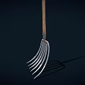 Agricultural Equipment Farm Fork With Wooden Handle And Five Metal Tines