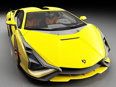 Yellow Lamborghini Sports Car With Sleek Design Orange Seats And Black Accents 3d model