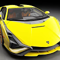 Yellow Lamborghini Sports Car With Sleek Design Orange Seats And Black Accents