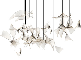 modern shaped chandelier lobby chandelier 3d model