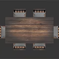 Classic Wooden Dining Table Set with Slatted Back Chairs for Home Dining Area