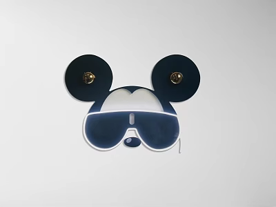 Creative Mickey Mouse Ear Shaped Wall Decor With Sunglasses Design And Gold Accents 3d model