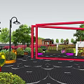 Garden Layout Design With Green Spaces Ponds Buildings Trees And Parking Areas