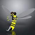 Mechanical Robotic Bee Featuring Yellow Black Stripes Metallic Body And Transparent Wings