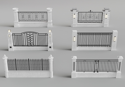 New Chinese Fence Railing 3d model