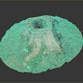 Natural Old Tree Stump With Hollow Center Surrounded By Green Grass