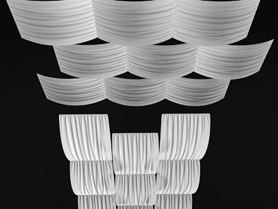 Elegant Modern White Pleated Ceiling Drapery Design With Layered Structure And Soft Lines 3d model