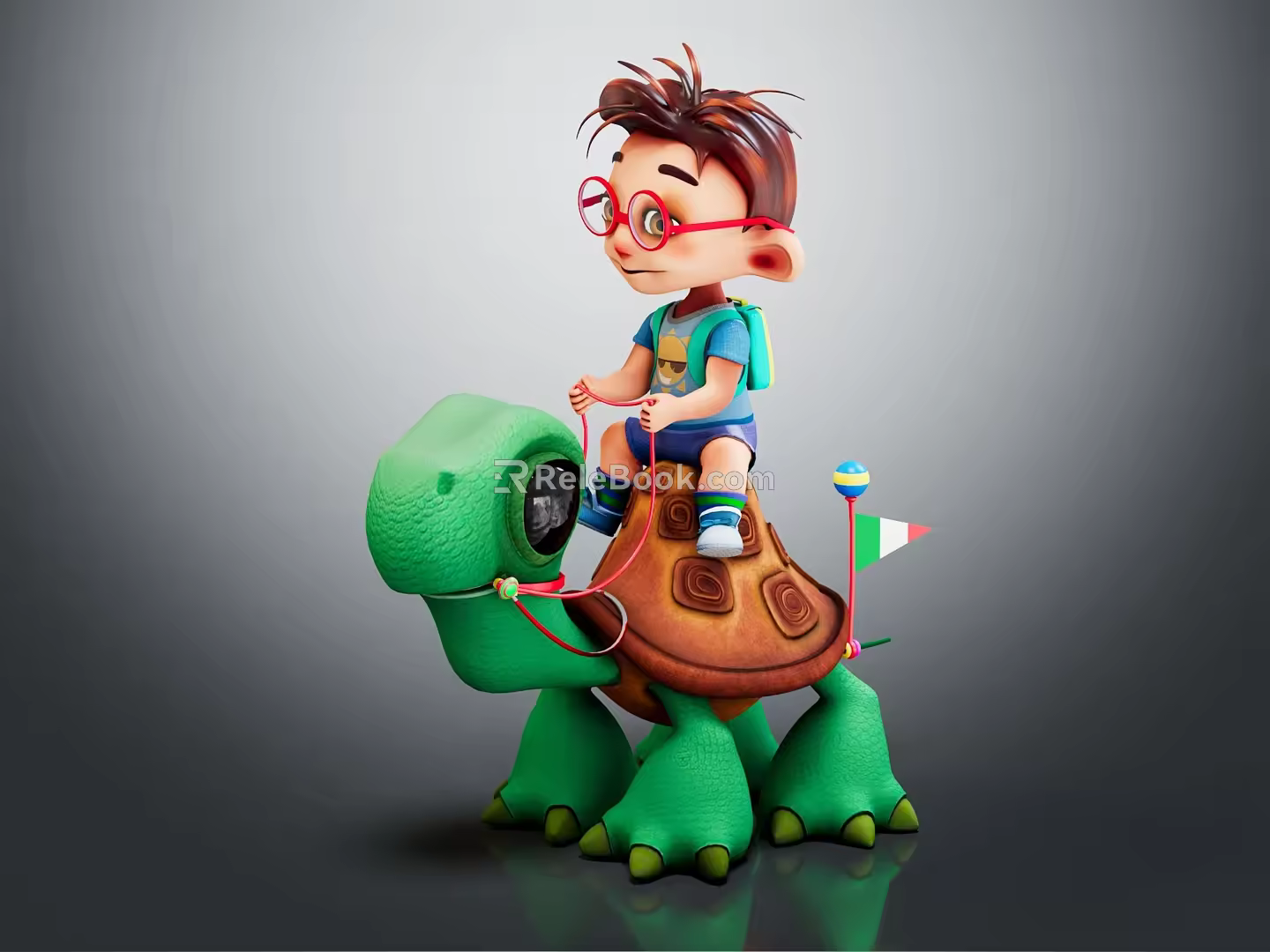 Modern game character turtle boy 3d model