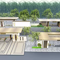 New Chinese style gate demonstration area entrance gate building large area entrance gate building 3d model