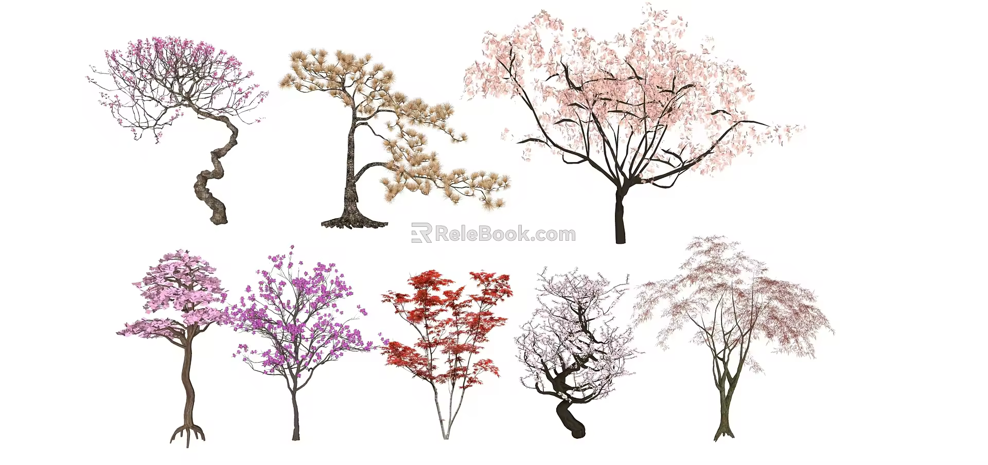 Modern Flower Tree Landscape Modeling Color Leaf Plant Flowering Tree 3d model