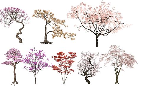 Modern Flower Tree Landscape Modeling Color Leaf Plant Flowering Tree 3d model