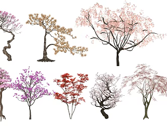 Modern Flower Tree Landscape Modeling Color Leaf Plant Flowering Tree 3d model