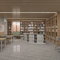 Yizhou District Library Study Room With Outdoor Seating Green Plants And Bookshelves