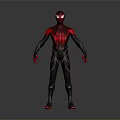 Spider Man 3D Model With Red And Black Suit Spider Web Pattern And Mask