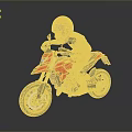 Red Dirt Bike With Rider Wearing Red Helmet And Racing Suit