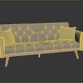 Light Gray Two Seater Sofa with Tufted Design Pillows and Wooden Legs in Modern Style
