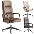 Modern Multi Color High Back Leather Swivel Office Chairs With Wooden Armrests For Workspace