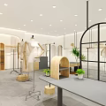 Modern Clothing Store Interior Design With Mannequins Clothing Displays Green Plants And Counter