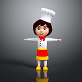 Cartoon Chef Girl Wearing Red White Yellow Outfit With Chef Hat And Open Arms