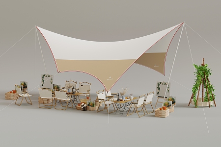 Modern Tent Outdoor Tent Combination Outdoor Table and Chair 3d model