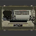 Vintage Open Portable Mechanical Device With Green Metal Case Rotary Dial And Green Buttons