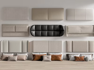 Modern Headboards And Throw Pillows In Bedroom 3d model
