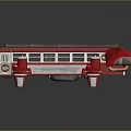 Solar Powered Red Flying Vehicle With Bus Design And Wings For Space Travel
