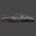 Old Rusted Abandoned Car With Damaged Exterior And Broken Windshield 3d model
