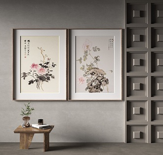 New Chinese Plant Painting Decorative Painting 3d model