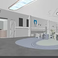 Dental Consultation Room Interior With White Reception Desk Chairs And Green Plants