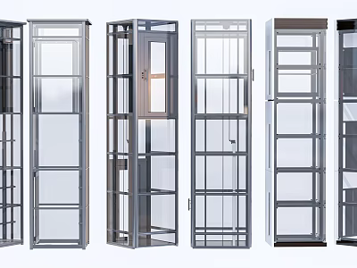 Modern Elevator Designs Featuring Metal Frames Glass Doors And Various Contemporary Styles 3d model