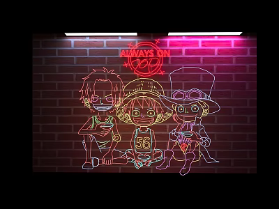 Modern Decorative Light One Piece Luffy Neon Light 3d model