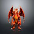 Red Mythical Dragon With Large Wings Sharp Claws Red Scales And Standing On Dark Surface 3d model