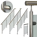 Modern Railings With Stainless Steel Frame And Glass Panels For Staircase
