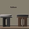 Poliform Modern Stools with Wooden Base and Upholstered Seats in Different Colors