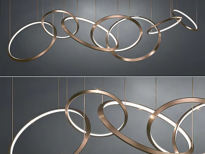 Modern Metal Ring Chandelier with Hanging Design and Warm Lighting Effect for Contemporary Interiors 3d model