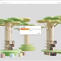 Modern pillar decorative column modeling column bookshelf card holder tree decorative column 3d model