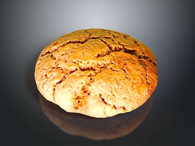 Golden Brown Round Biscuit With Cracked Surface And Crunchy Texture For Daily Snack 3d model