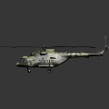 Detailed Military Helicopter Model With Camouflage Rotors And Weapons