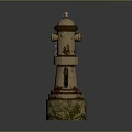Rusty Fire Hydrant With Silver Top Mossy Base And Vertical Nozzles Structure