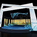 2023 Stage Design With Blue Wave Decor Landscape Screens Steps And Lighting 3d model