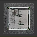 Cartoon Three Story Building Model With Beige Facade Brown Decorative Lines And Shop Fronts