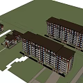 Modern Multi Story Residential Building With Greenery Trees And Pathway
