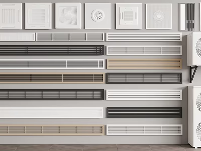 Modern Air Conditioner Vents With Various Designs Different Styles And Decorative Grilles 3d model