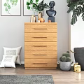 Wooden Chest of Drawers with Multiple Drawers Decorative Items and Plants in Living Room