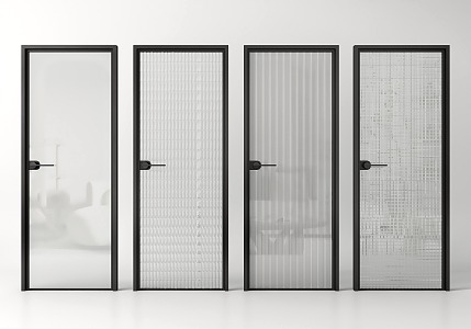 Modern swing door glass door glass single door 3d model