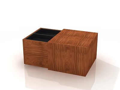 Modern Wooden Coffee Table With Open Storage Compartment And Wood Grain Finish 3d model