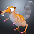 Cartoon Creature Character With Long Snout Large Teeth Big Eyes Fluffy Tail Orange Gray Fur